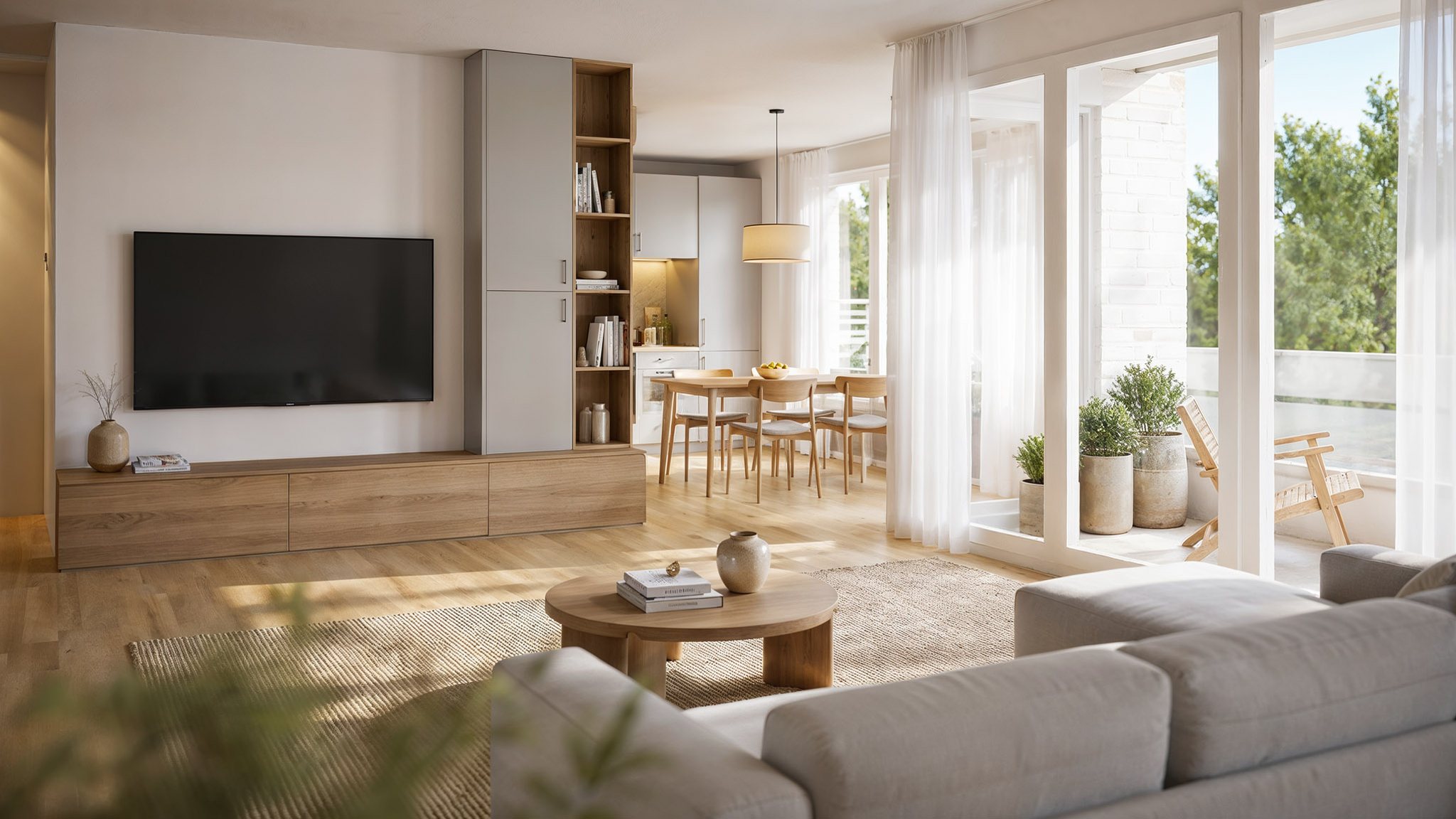 Wohn- und Essbereich mit offener Küche, Wohnung A-2.4
