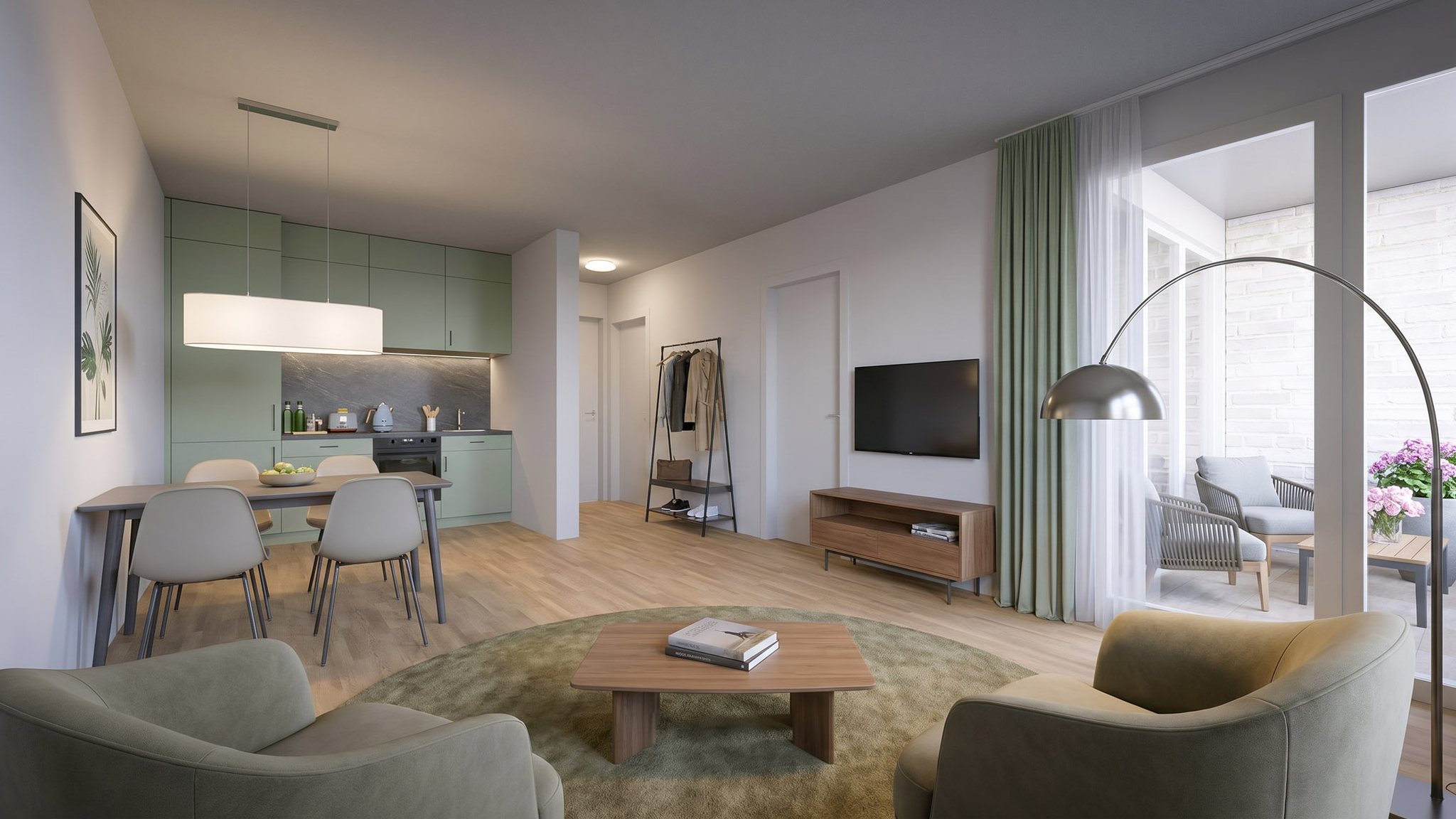 Schlafzimmer mit Zugang zur Loggia, Wohnung A-2.5