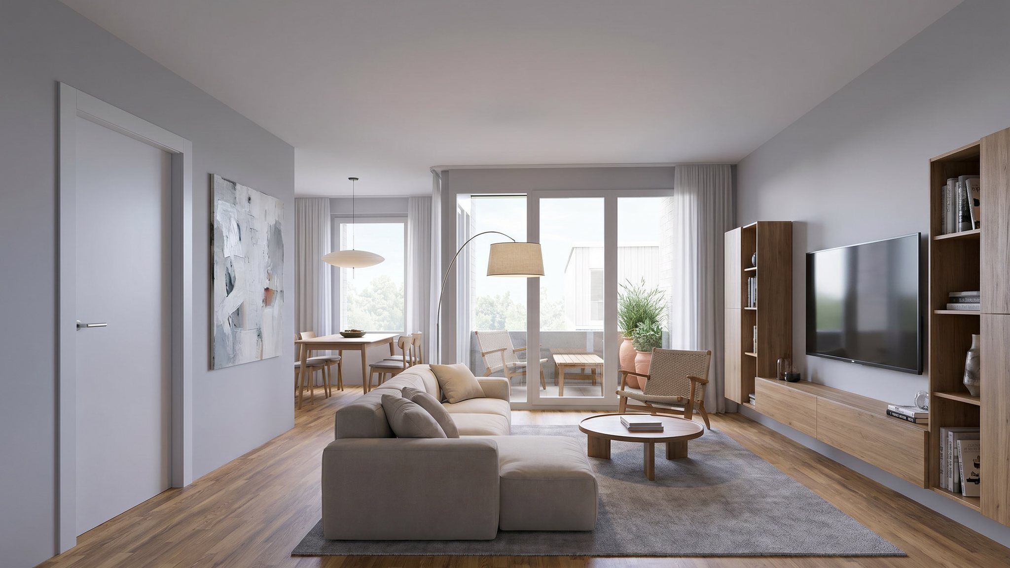 Wohn- und Essbereich mit Kücheninsel, Wohnung A-3.1