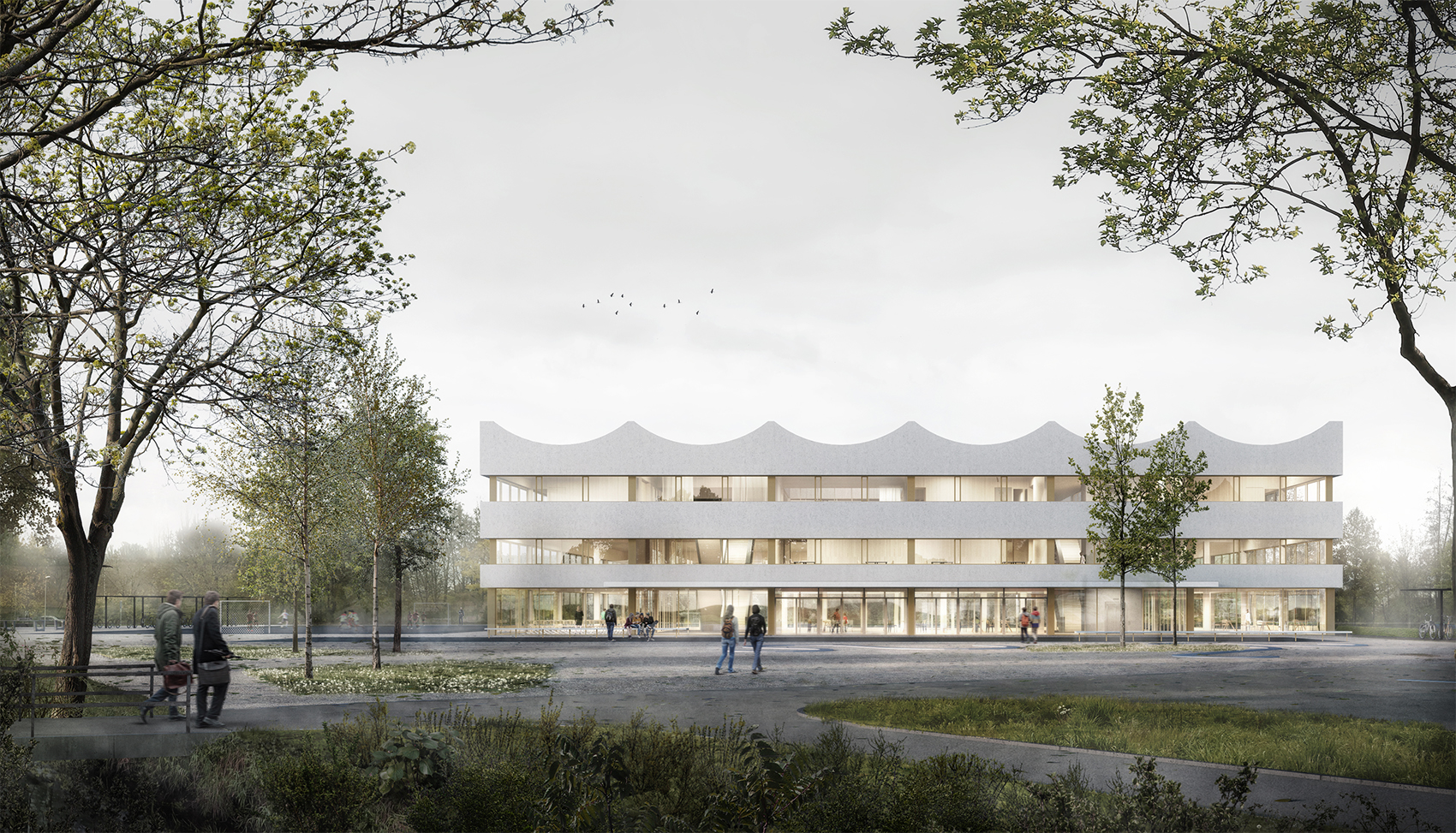 Architecture Visualization: Secondary school building Sursee