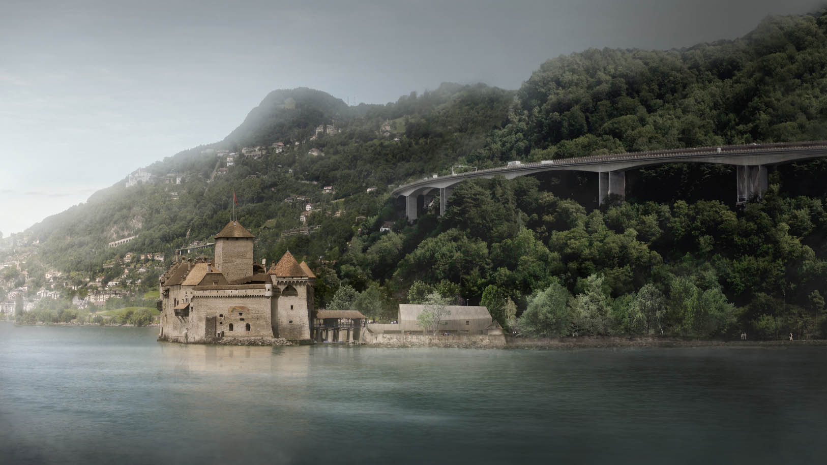 3D-Architekturvisualisierungen: Besucherzentrum Château Chillon